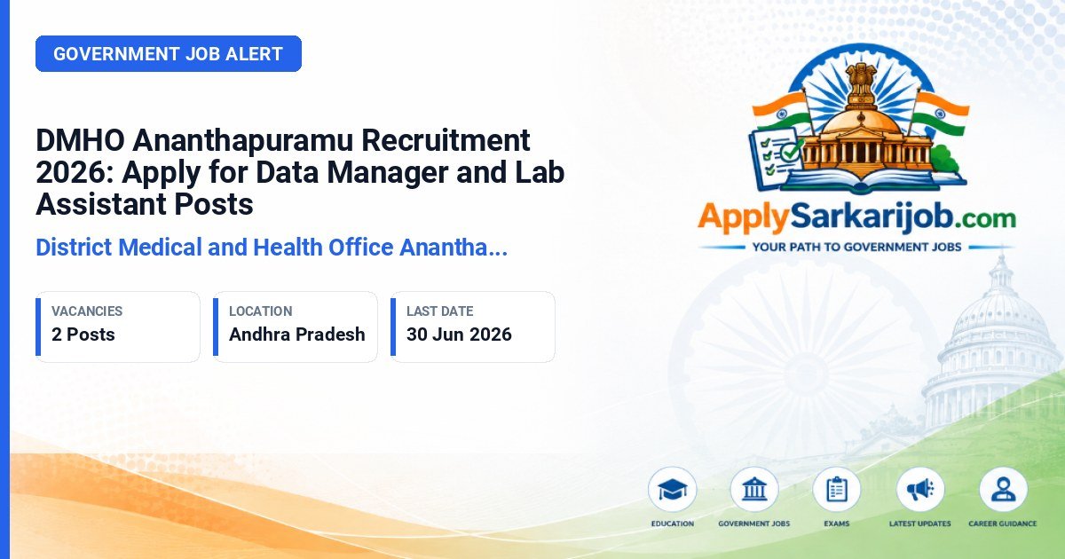 DMHO Ananthapuramu Recruitment 2026: Apply Offline for 2 Posts